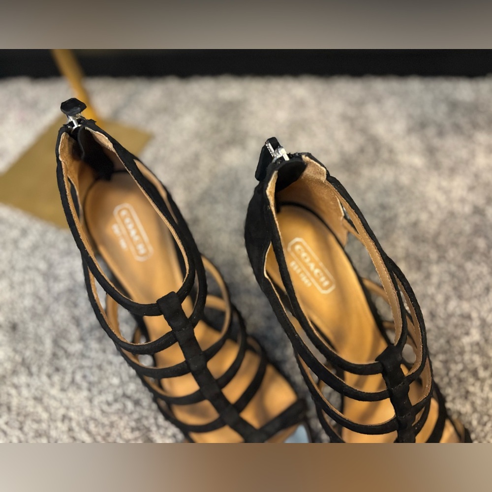 Coach Lavania black suede cage gladiator sandals - Picture 11 of 17